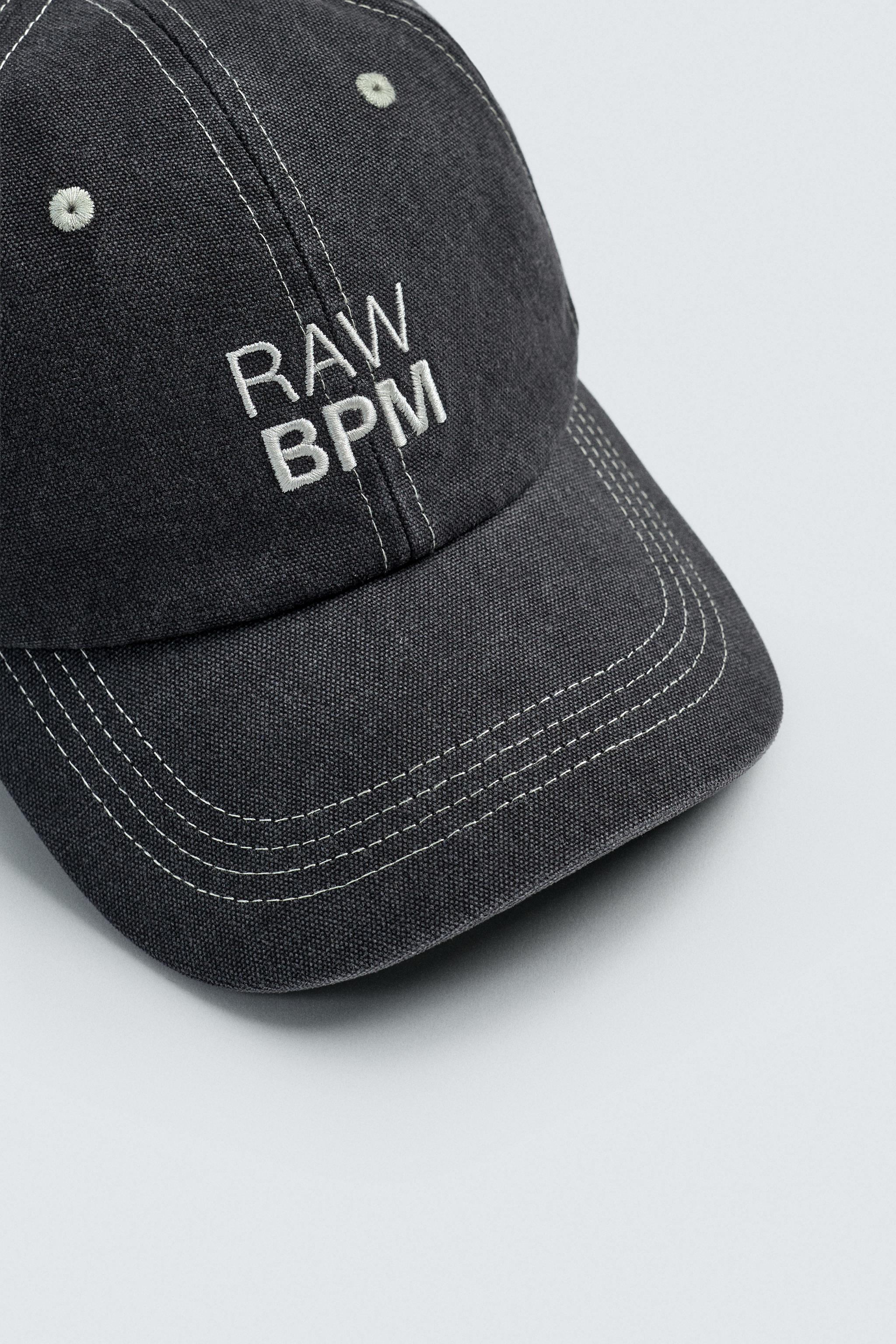 WASHED EMBROIDERED TEXT TOPSTITCHED CAP